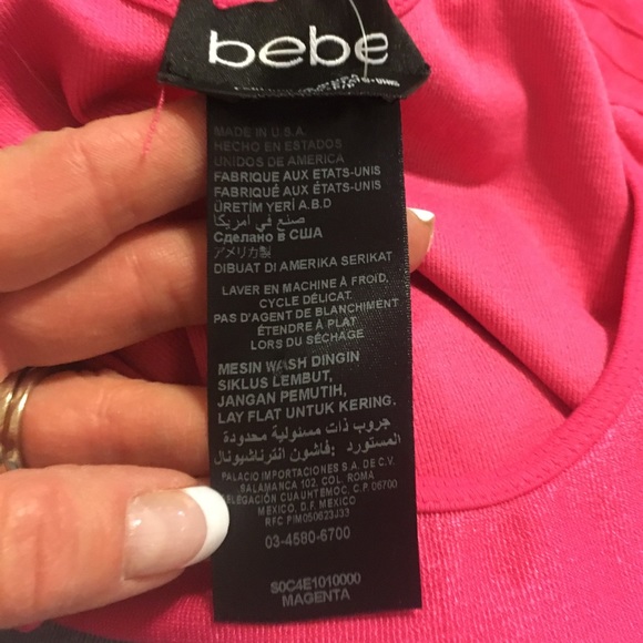 SOLD Bebe Hot pink magenta back cut out shine dres - Picture 6 of 7